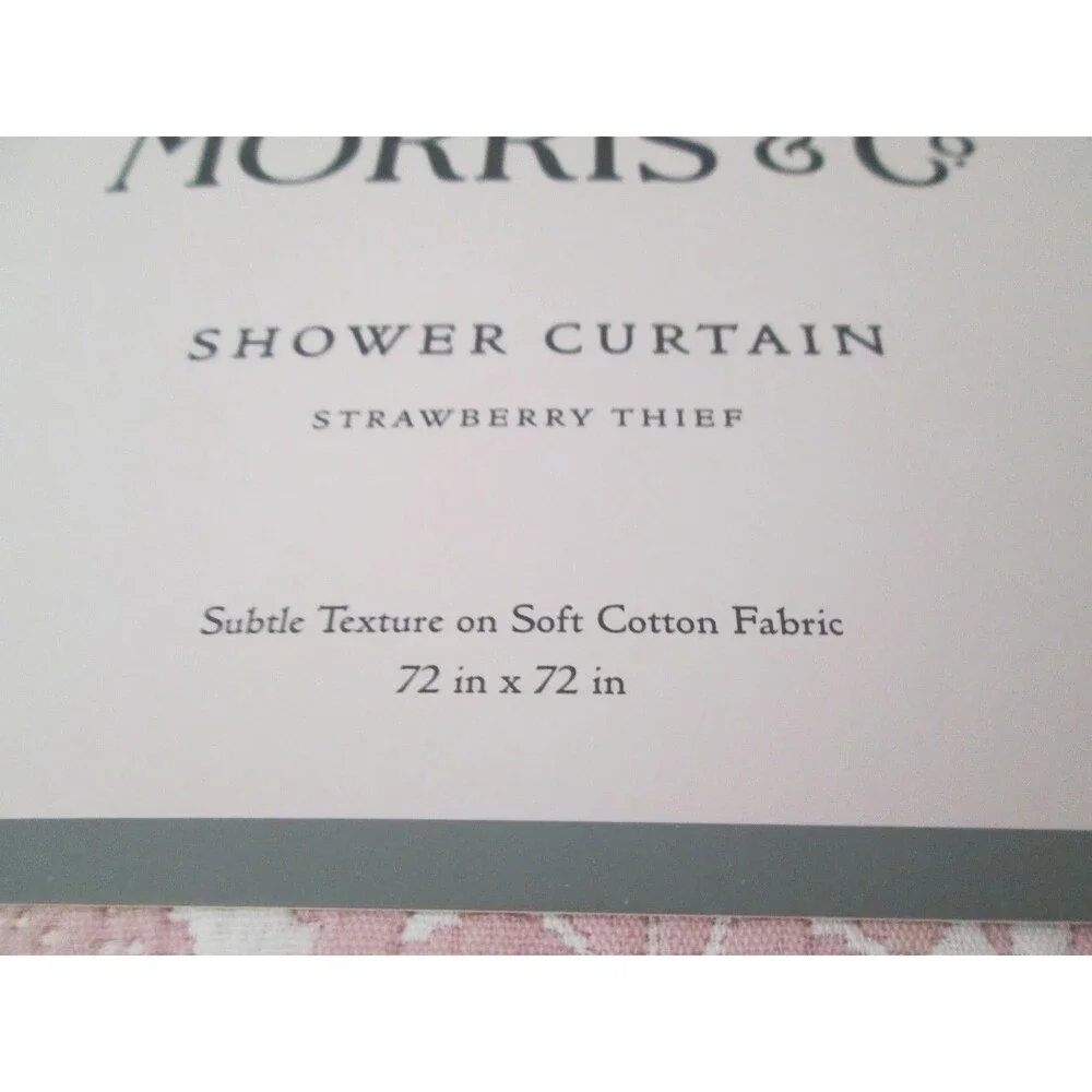 NEW William Morris & Co STRAWBERRY THIEF Floral Shower Curtain Blush Pink White